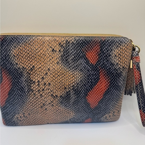 Rare G.I.L.I. Got It Love It Haloguard Zip Tassel Wristlet Flame Snake Leather - Picture 2 of 4